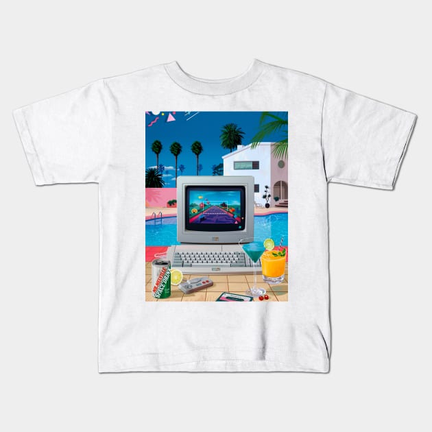 Summer computer chill Kids T-Shirt by Mr.Melville